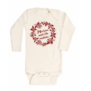Baby Organic Long Sleeve Bodysuit- Meet Me Under The Mistletoe